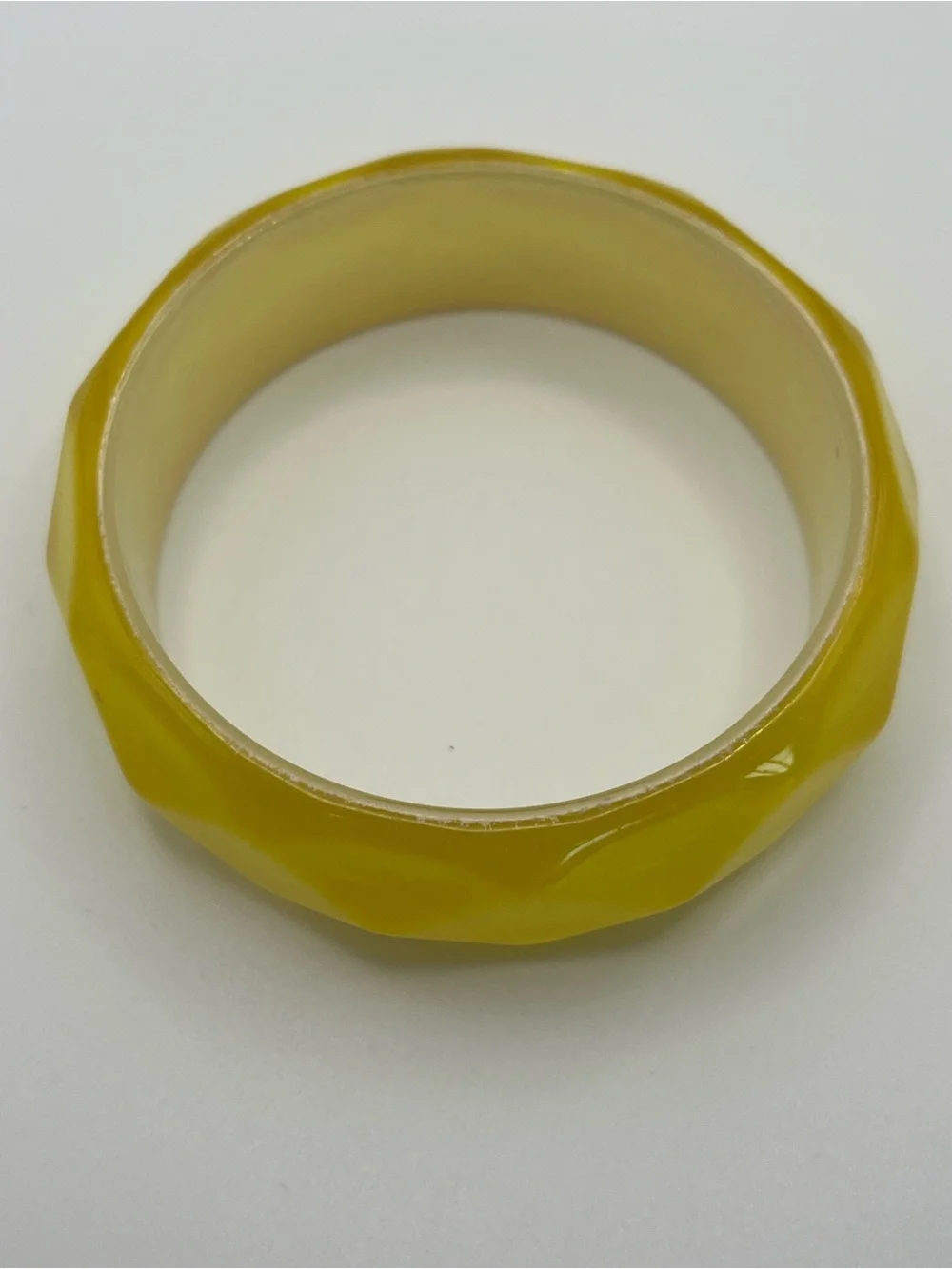 Faceted Glitter Yellow Lucite Bangle Bracelet